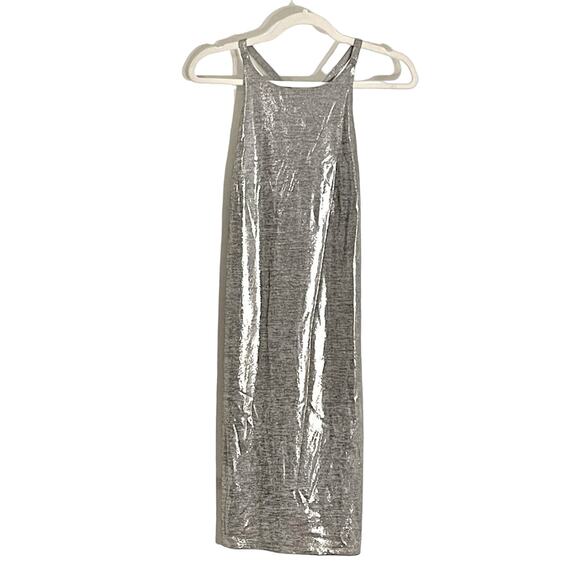 WHBM Silver Metallic Halter Dress Size Size Medium NWT - Picture 5 of 13